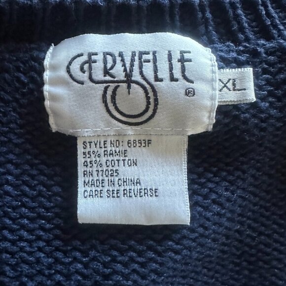 Vintage Cervelle Womens Navy Blue Cardigan Floral Embroidered  Size XL - Picture 5 of 8